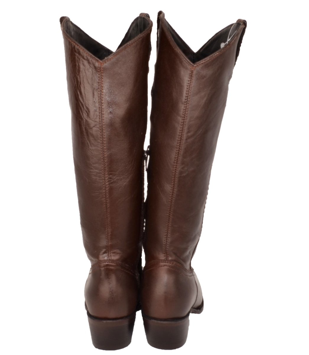 Botas de Tubo Alto de Cuero Horma Sonora para Mujer Color Cafe WD-526 - White Diamonds Boots