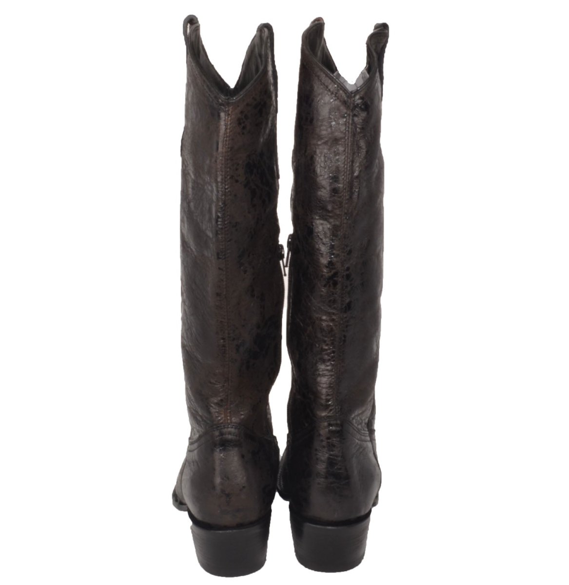 Botas de Tubo Alto de Cuero Horma Sonora para Mujer Color Negro Rustico WD-525 - White Diamonds Boots