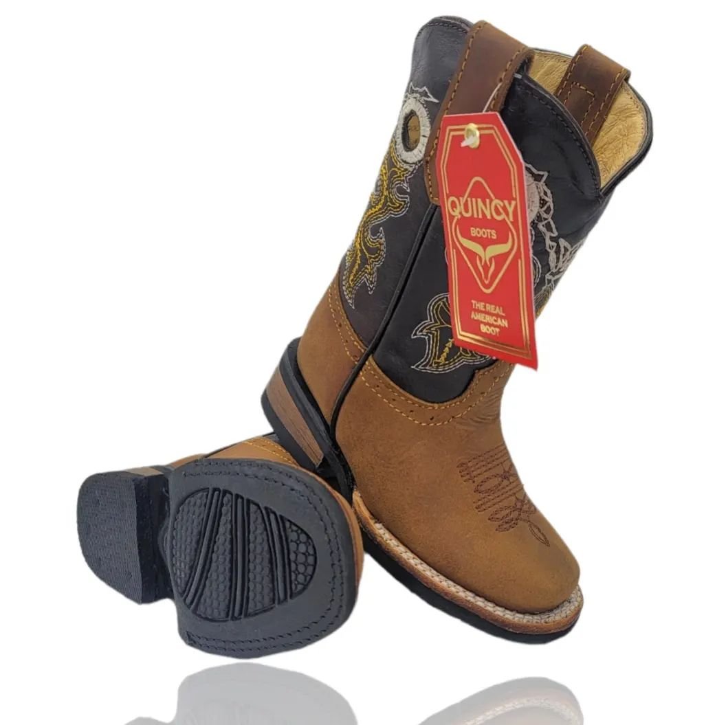 Botas para Niño de Cuero Crazy Horma Rodeo Color Tan Q4226231 - Quincy Boots