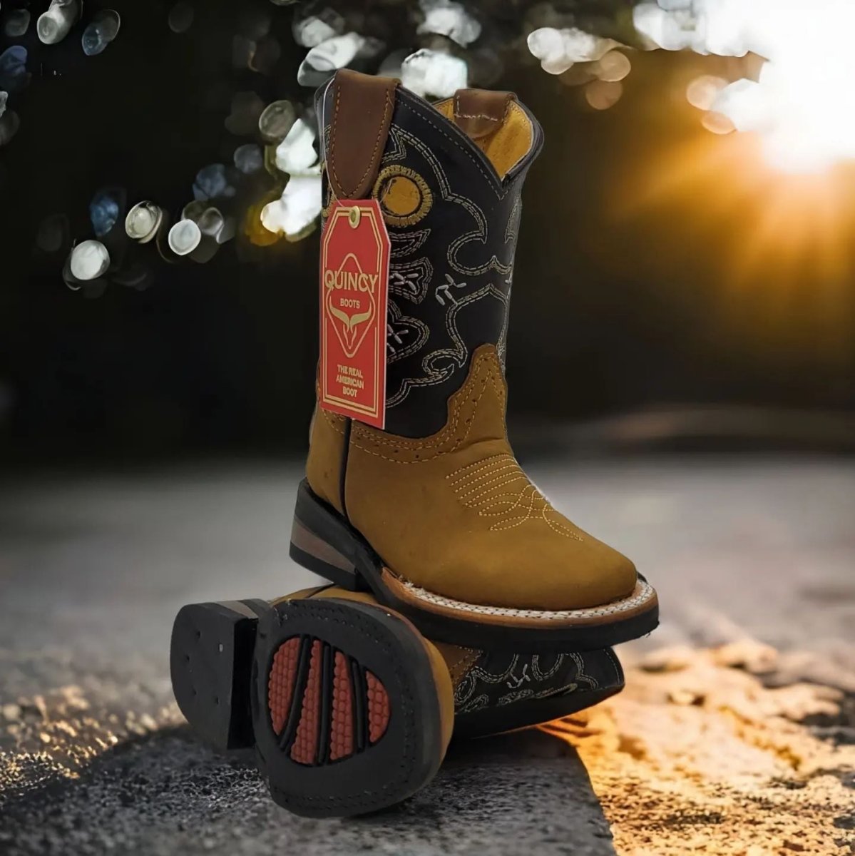 Botas para Niño de Cuero Crazy Horma Rodeo Color Tan Q4226231 - Quincy Boots