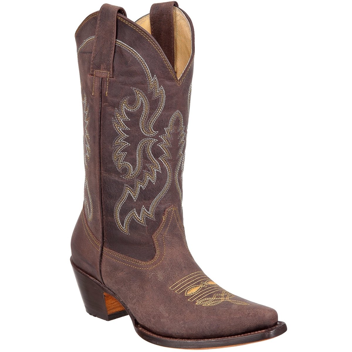 Botas Vaqueras de Cuerdo para Dama Punta Recortada ROD-1564 Cafe - Rodeo Imports