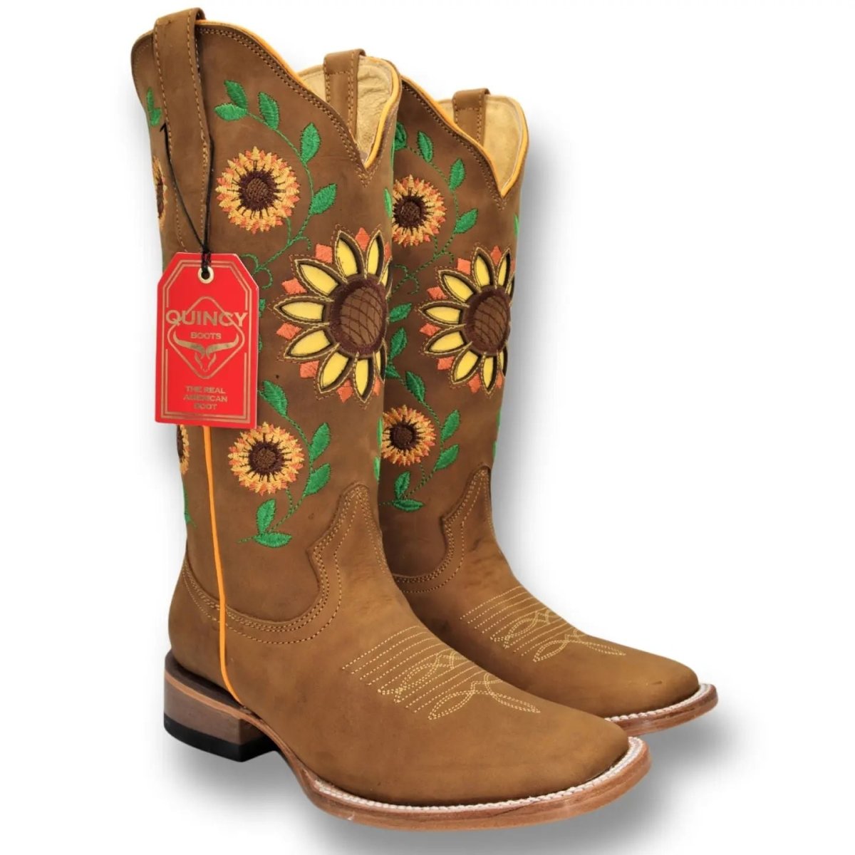 Botas Vaqueras de Cuero con Girasoles para Mujer en Horma Rodeo Q322GL6251 - Quincy Boots