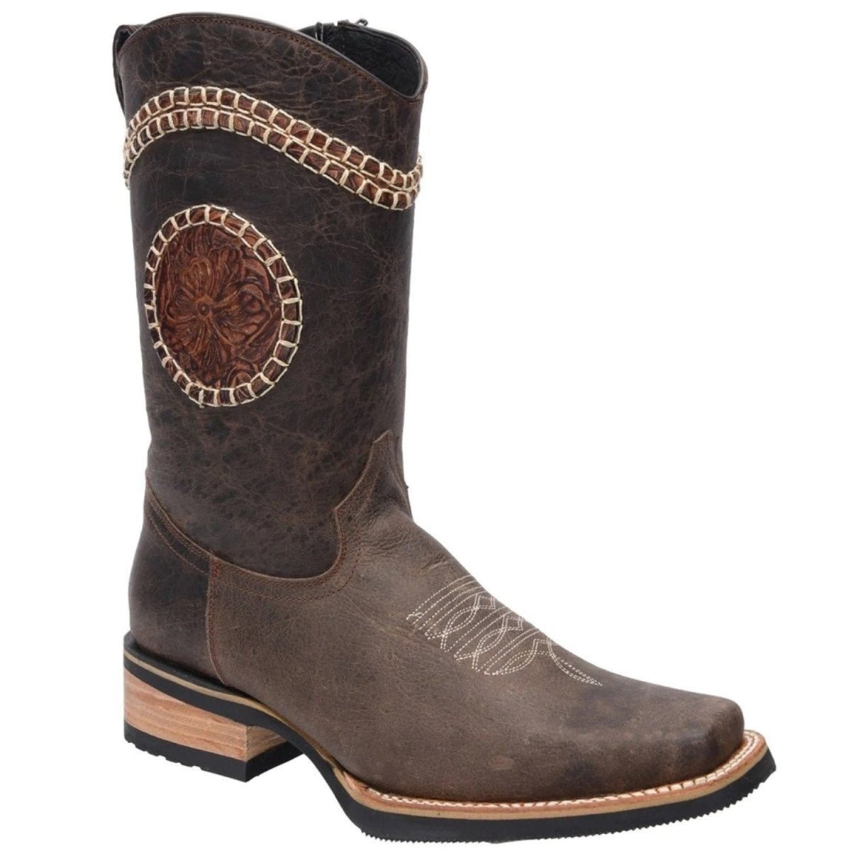 Botas Vaqueras de Cuero Crazy Original con Zipper Horma Rodeo WD-320 - White Diamonds Boots