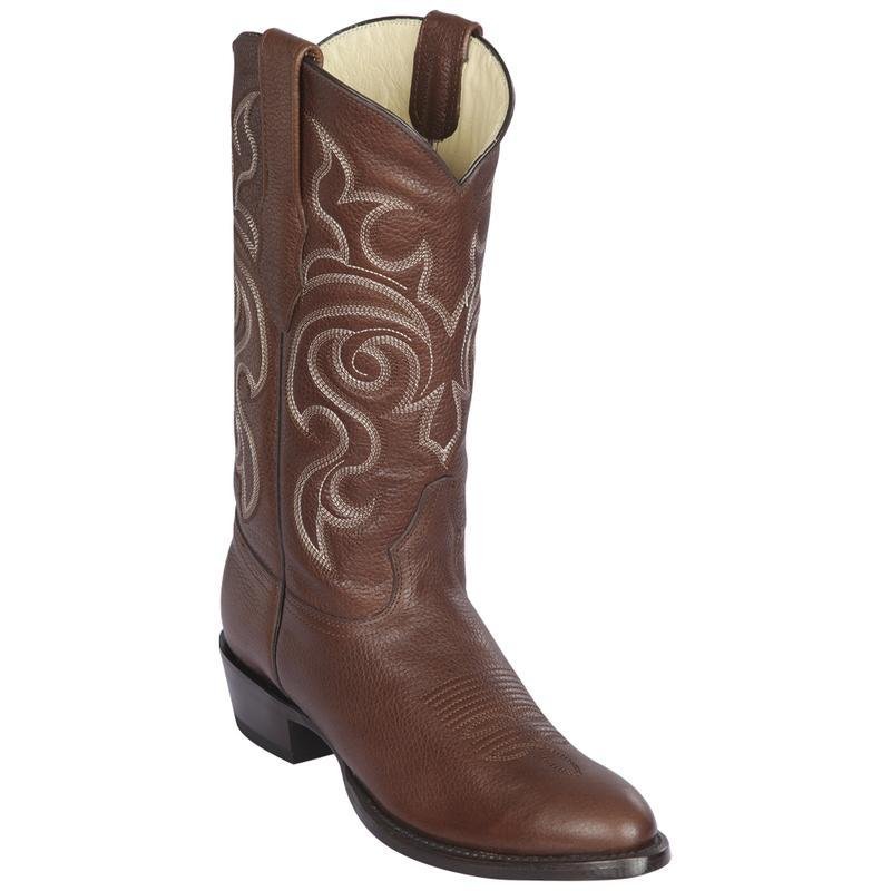 Western Genuine Grisly Leather Boots Round Toe Brown Color - Los Altos Boots Side View