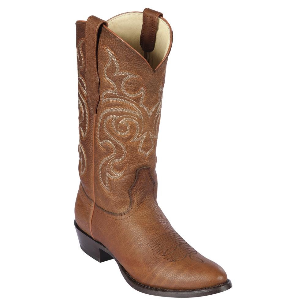 Botas de Piel Original Punta Oval Color Cafe Acabado Camaleon - Los Altos Boots