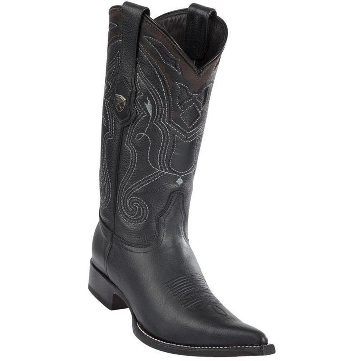 Genuine Leather 3X Toe Cowboy Boots Black Color - Wild West Boots