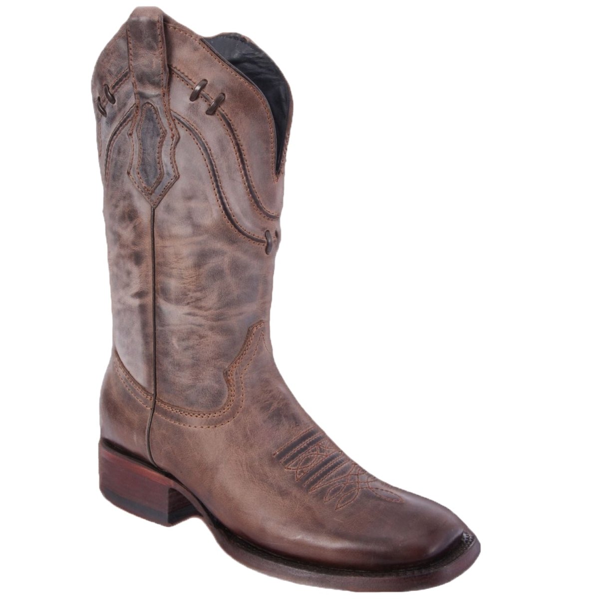 Botas Vaqueras de Cuero Napa Original Horma Rodeo Color Cafe WD-341 - White Diamonds Boots