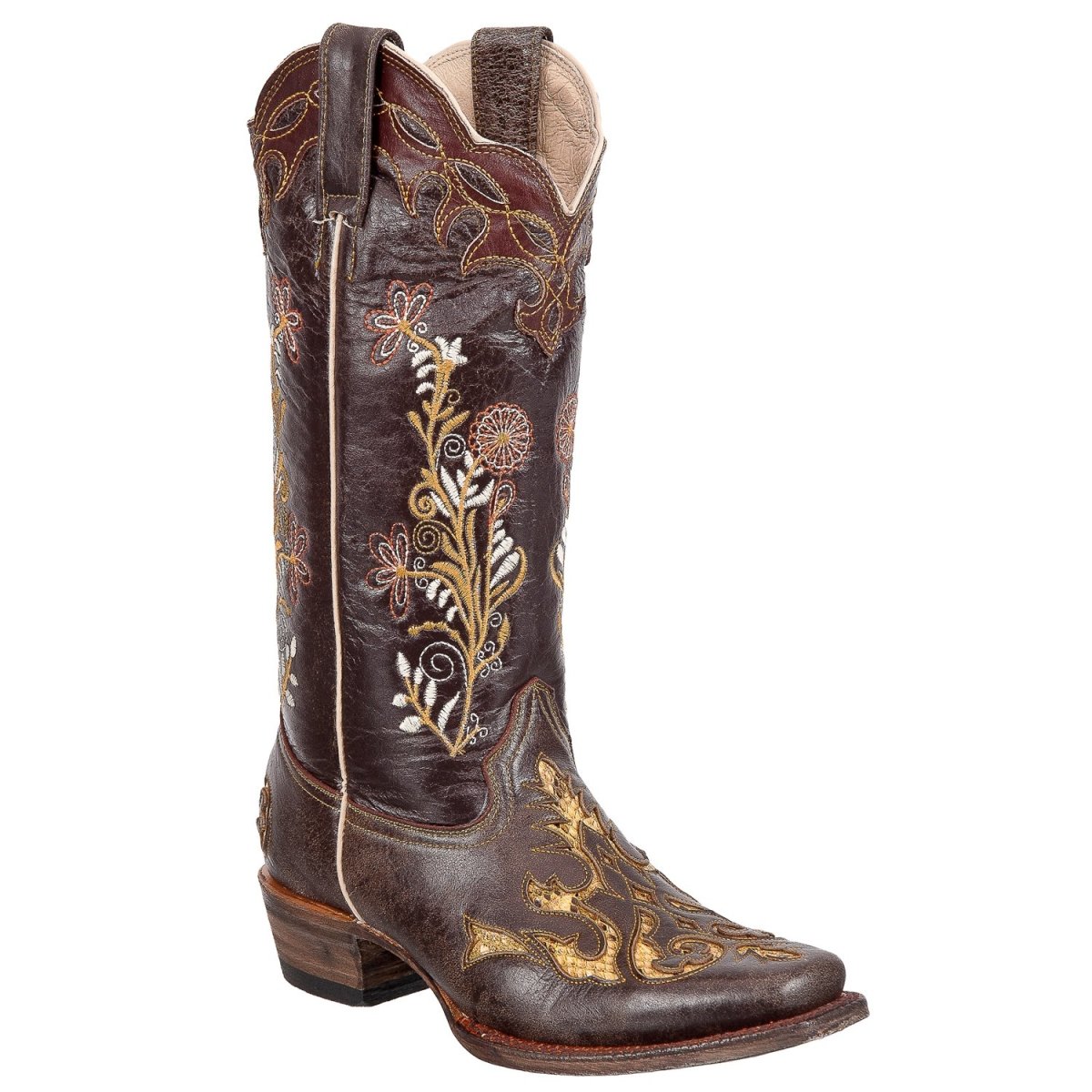 Botas Vaqueras de Cuero Punta Cuadrada ROD-5860-Cafe - Rodeo Imports