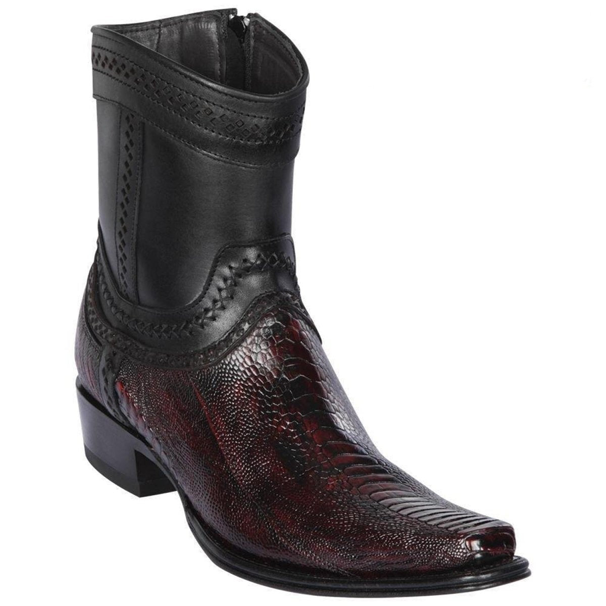Botas de Pata Avestruz Original Punta Recortada Color Cafe - Los Altos Boots