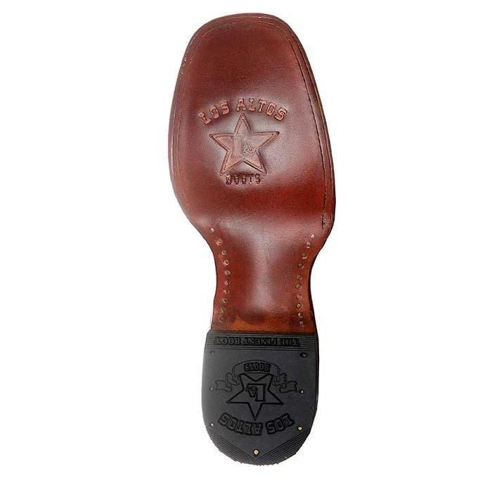 Western Genuine Leather Wide Square Toe Ankle Boots Light Brown Color - Los Altos Boots - Sole View