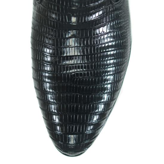 Genuine Teju Lizard Pointed Toe Ankle Boots with Zipper Black Color – Los Altos Boots – Toe View