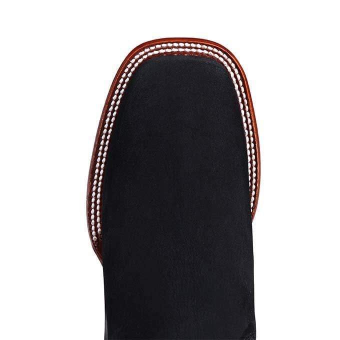 Western Genuine Suede Square Wide Toe Ankle Boots Black Color – Los Altos Boots – Toe View