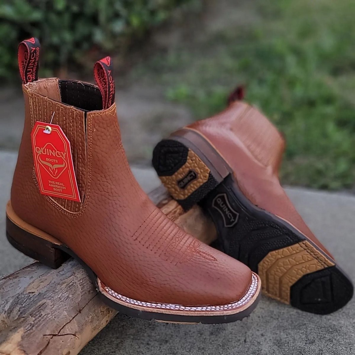 Botin Charro Quincy con Punta Cuadrada y Suela de Hule Q82BU2751 - Quincy Boots