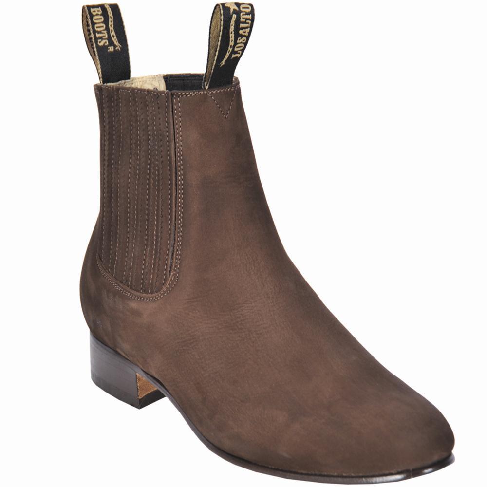 Western Genuine Leather Round Toe Tobacco Color Ankle Boots - Los Altos Boots - Side View
