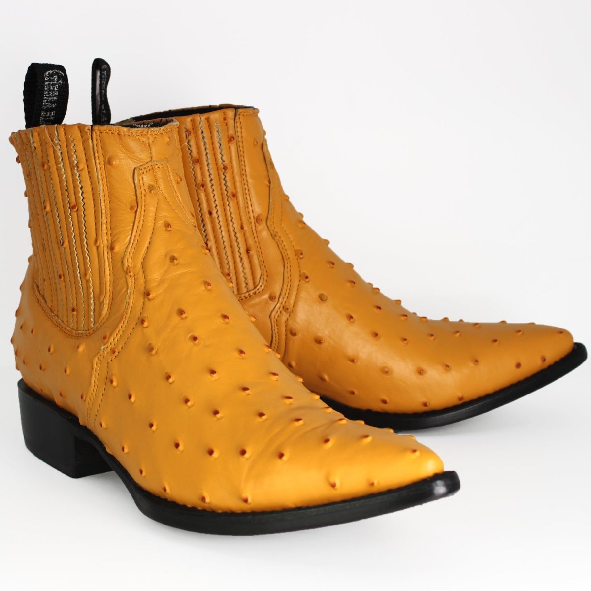 Botines Charros de Avestruz Grabado Horma Puntal DIE-4102 - Rodeo Imports
