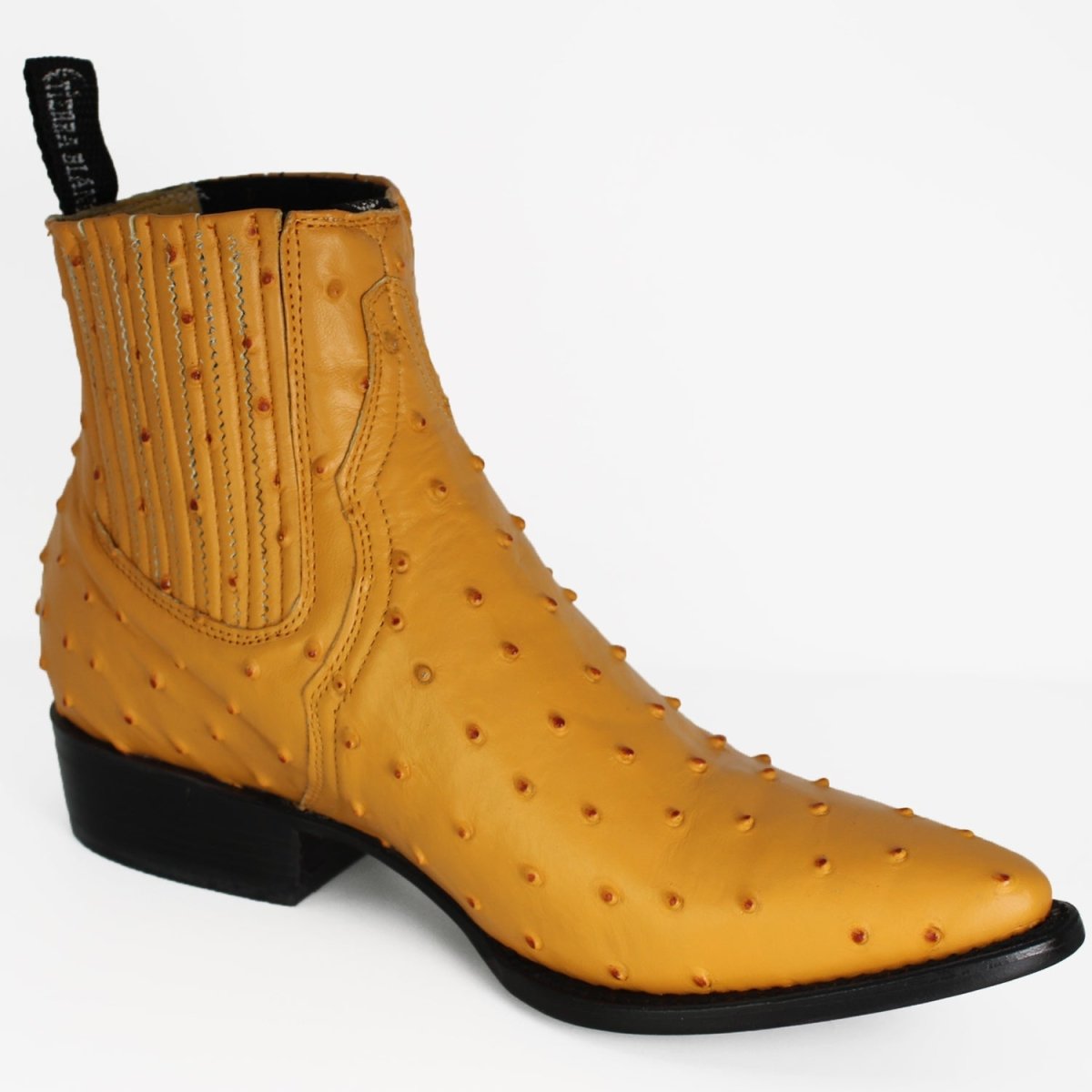 Botines Charros de Avestruz Grabado Horma Puntal DIE-4102 - Rodeo Imports