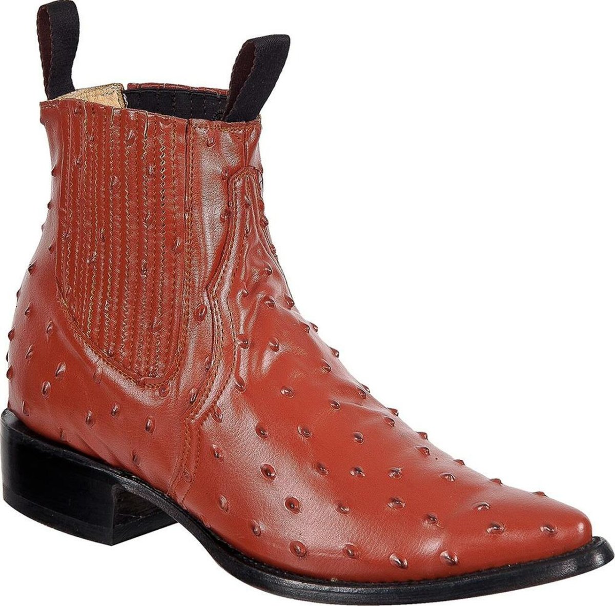 Botines Charros de Avestruz Grabado Horma Puntal DIE-4103 - Rodeo Imports