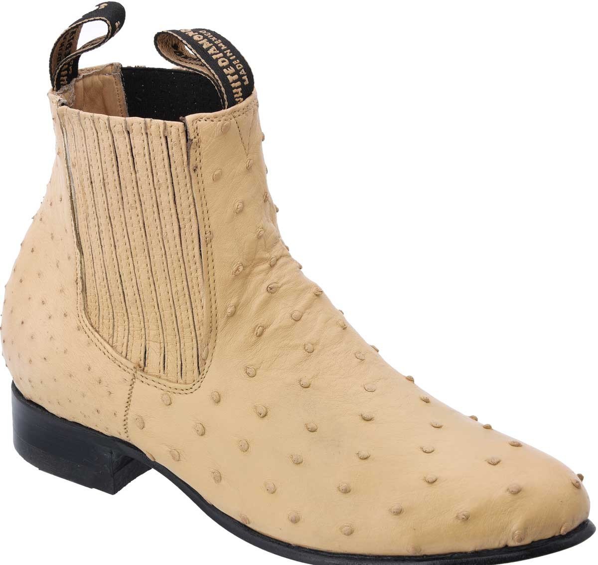 Botines Charros de Avestruz Original Color Arena WD-747 - White Diamonds Boots