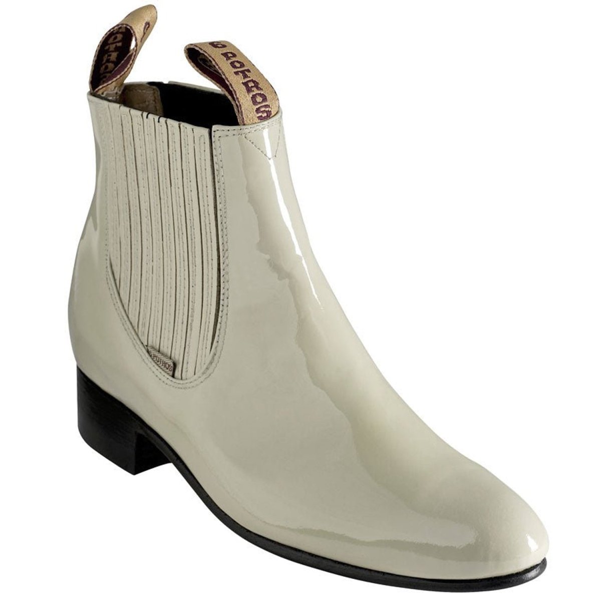 Botines Charros de Charol Color Hueso - La Bufa