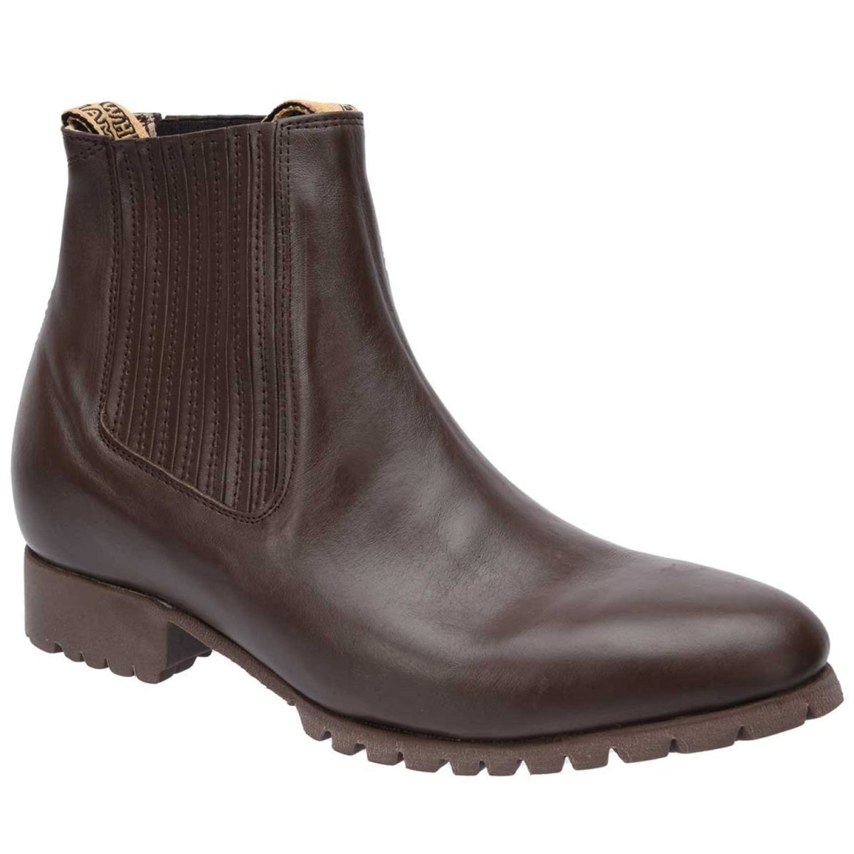 Botines Charros de Cuero Napa Color Cafe Suela de Tractor WD-733 - White Diamonds Boots