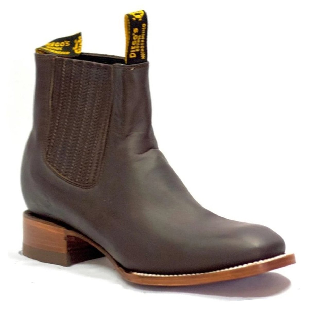 Botines Charros de Cuero Punta Cuadrada Color Moka DIE-720MOK - Rodeo Imports