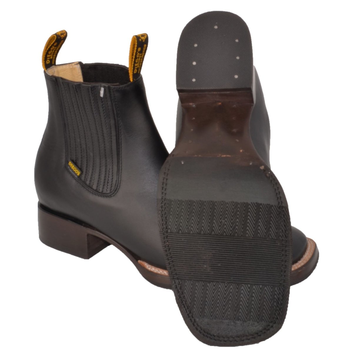 Botines Charros de Cuero Punta Cuadrada Negro con Medallon - Rodeo Imports