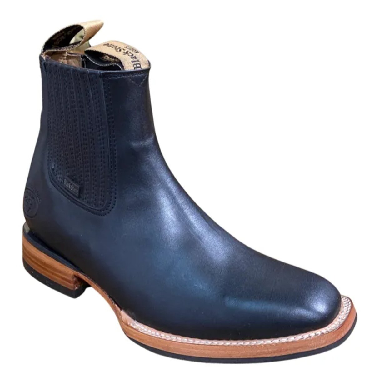 Botines Charros de Cuero Punta Cuadrada Negro DIE-720NEG - Rodeo Imports