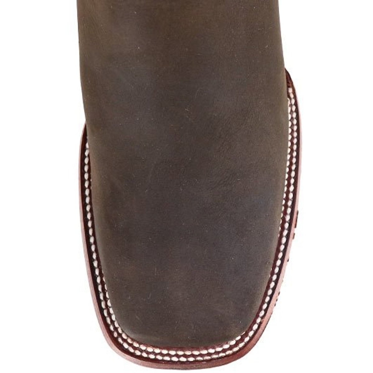 Western Genuine Suede Square Wide Toe Ankle Boots Brown Color – Los Altos Boots – Toe View