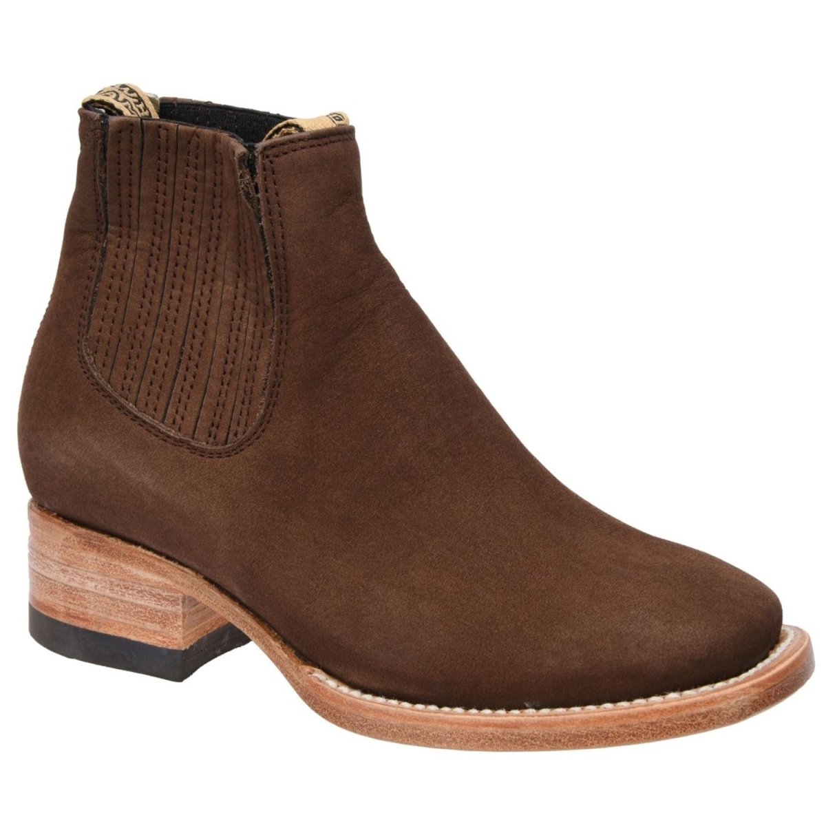 Botines Charros de Gamuza Punta Cuadrada para Mujer Color Cafe WD-344 - White Diamonds Boots