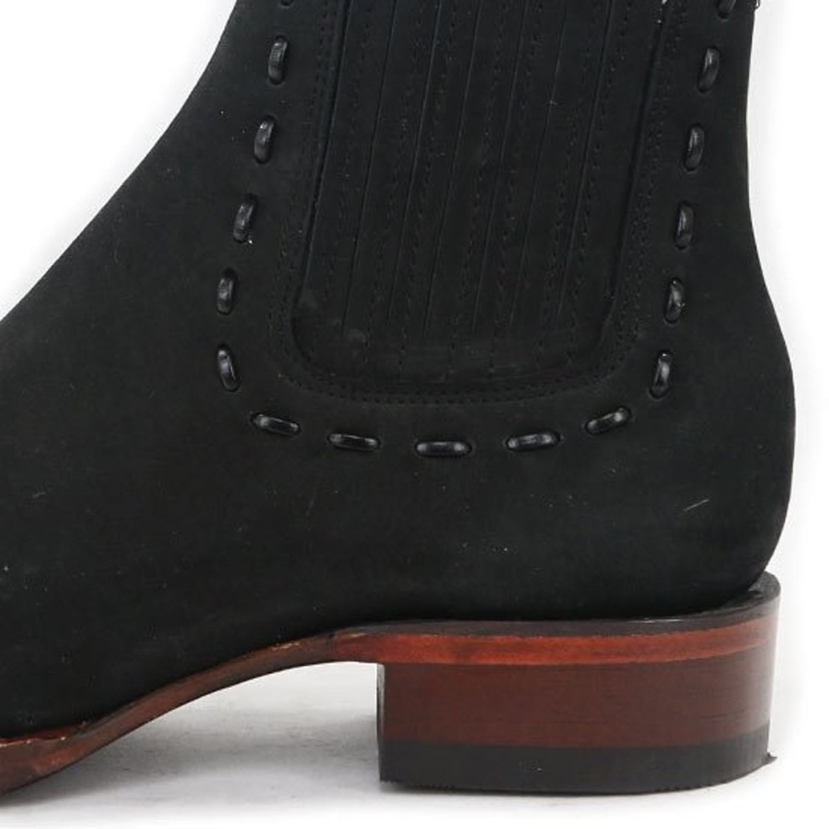 Suede Wide Square Toe Ankle Boots for Women Black Color - Los Altos Boots - Side View