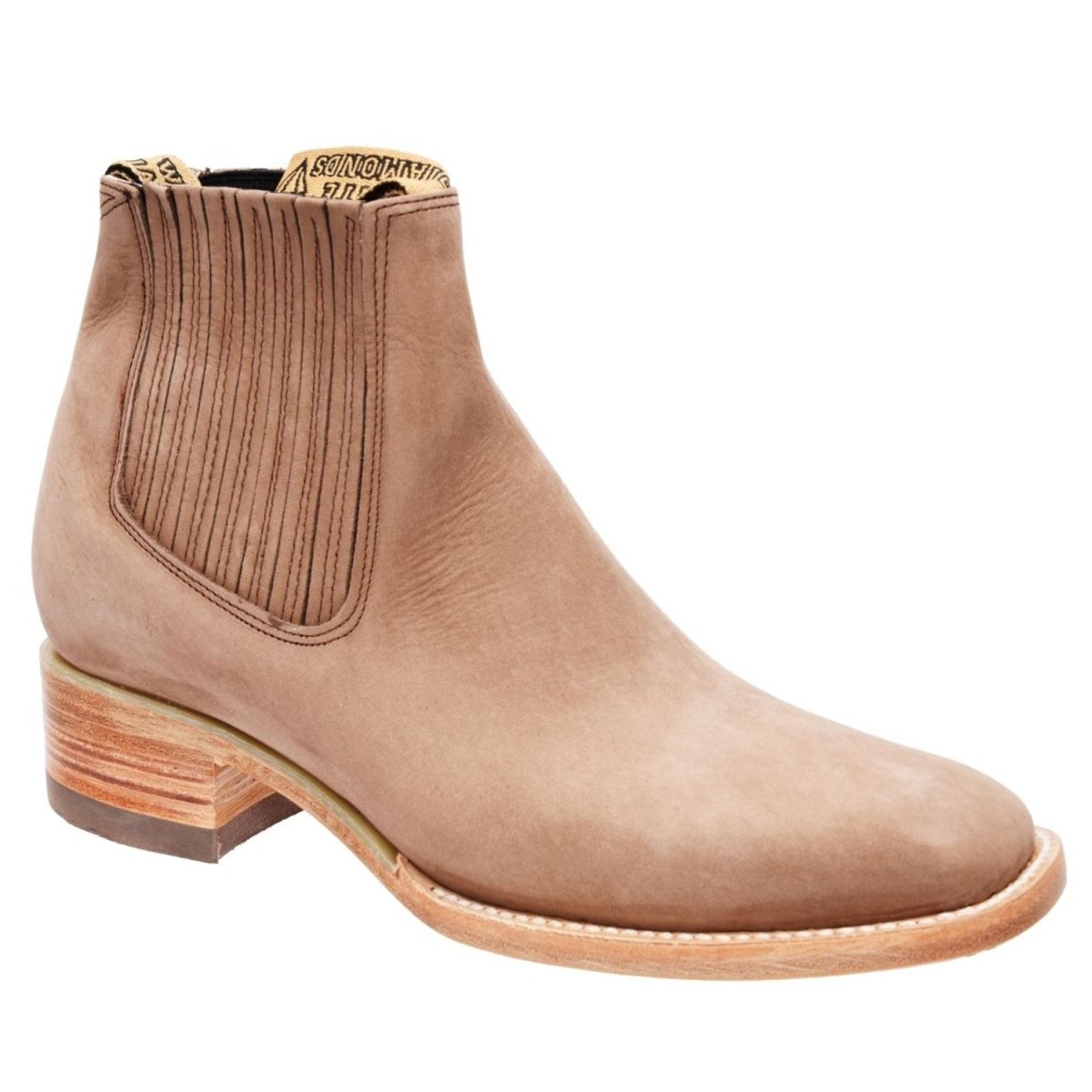 Botines Charros de Gamuza Punta Cuadrada para Mujer Color Nogal - White Diamonds Boots