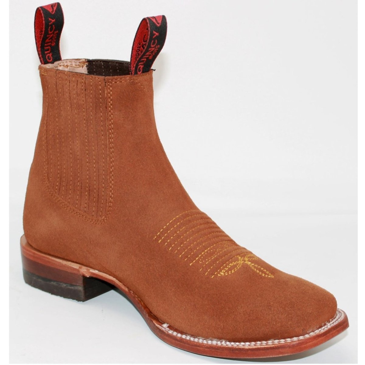 Botines Charros de Gamuza Punta Cuadrada para Mujer Quincy Q82BJ6350 - Quincy Boots