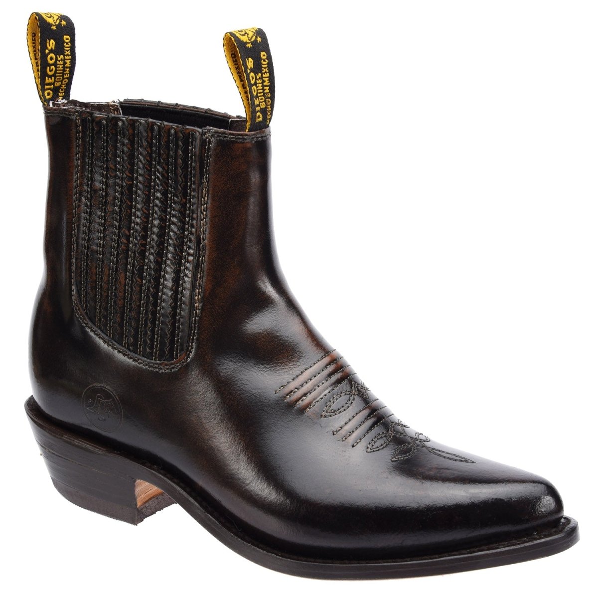 Botines Charros de Piel Acabado Camaleon Color Cafe DIE-63VC07 - Los Altos Boots