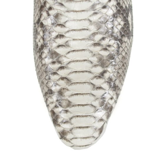 Genuine Python Pointed Toe Ankle Boots with Zipper Natural Color – Los Altos Boots – Toe View