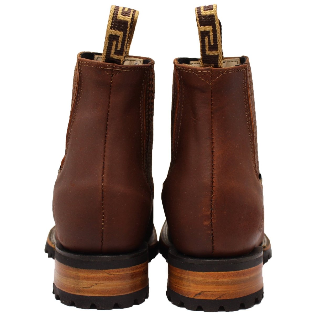 Botines Charros de Punta Cuadrada con Suela de Tractor Color Roble - Rodeo Imports