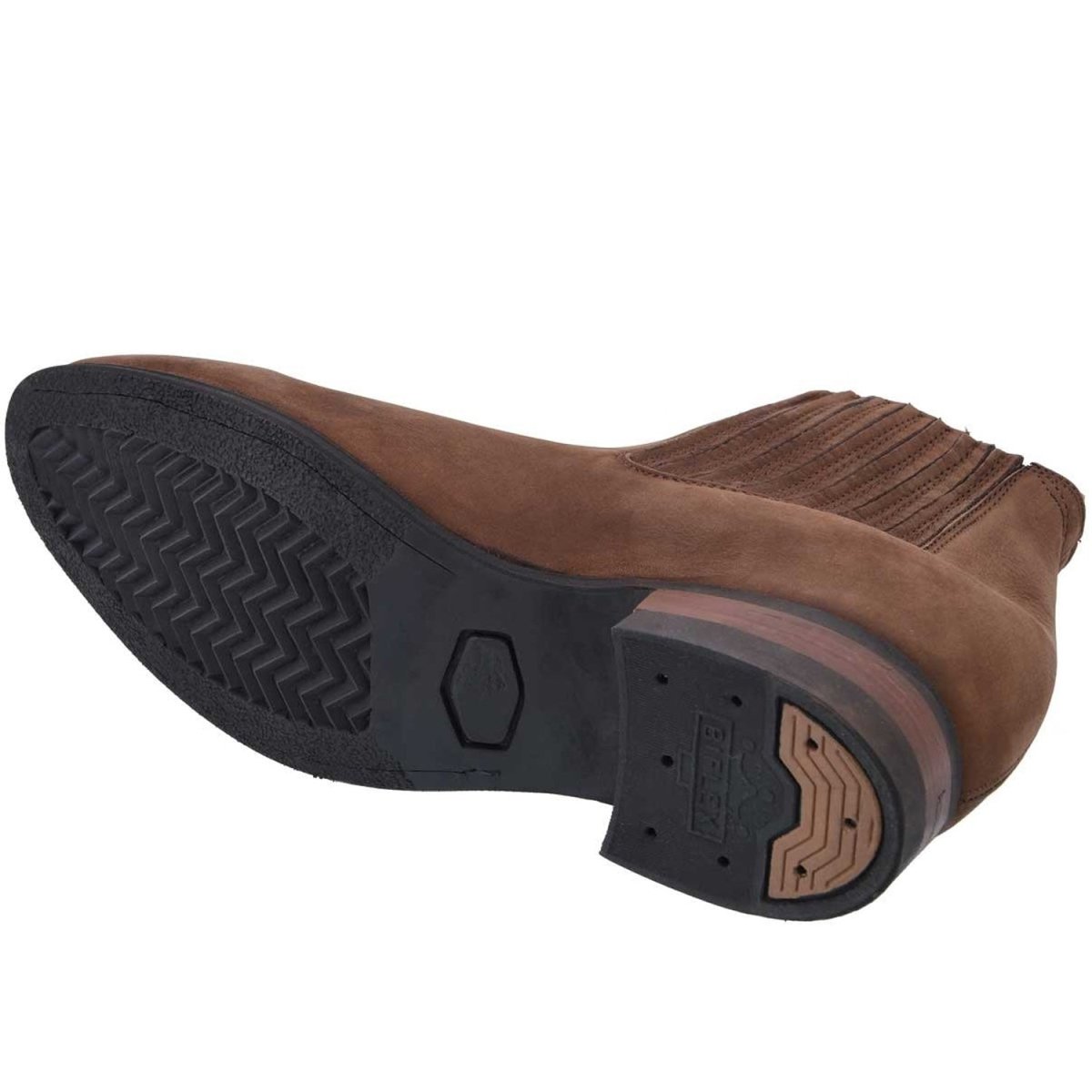 Botines Charros Piel Nobuck Color Cafe con Suela de Hule WD-703 - White Diamonds Boots