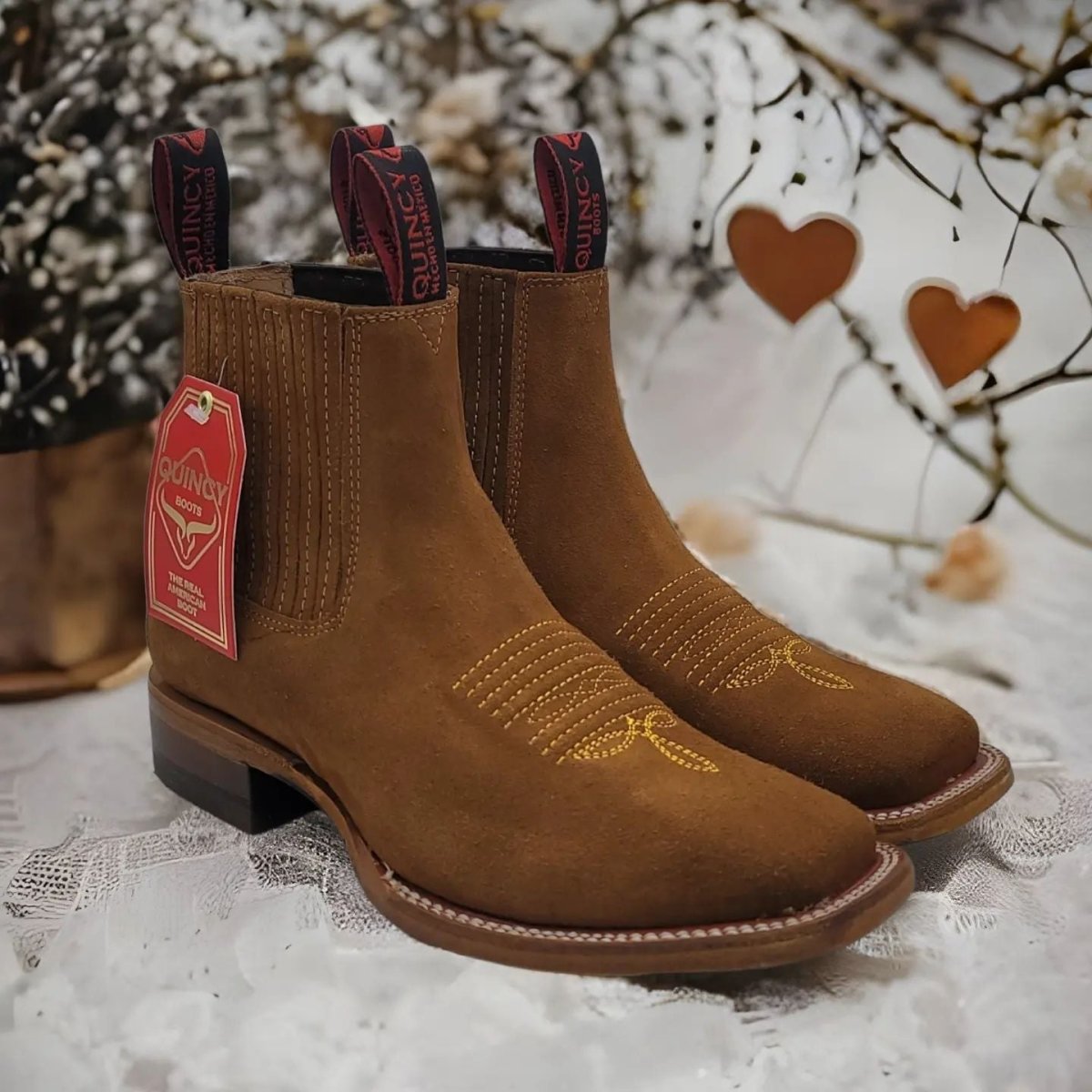 Botines Charros Piel Nobuck Punta Cuadrada para Mujer Quincy Q82BJ6350 - Quincy Boots