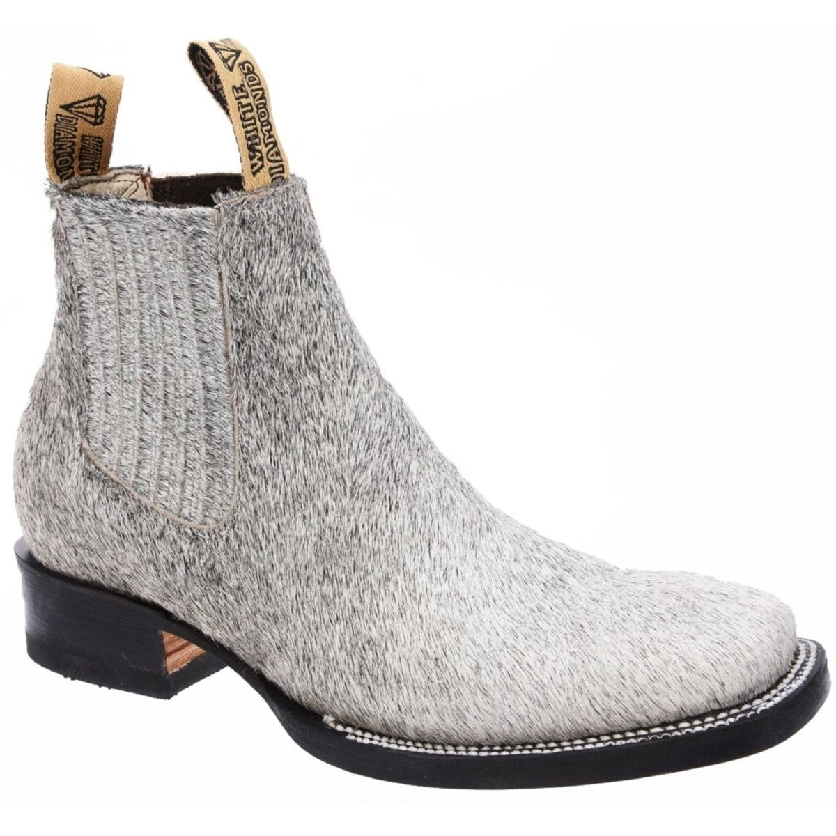 Botines Charros Punta Cuadrada con Pelo de Vaca Color Gris WD-752 - White Diamonds Boots