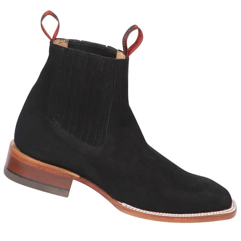 Botines Charros Quincy de Gamuza con Punta Cuadrada Negro Q82B6305 - Quincy Boots
