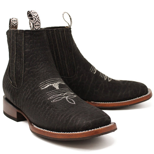 Botines de Cuello de Toro Punta Cuadrada Color Negro - A & A Boots