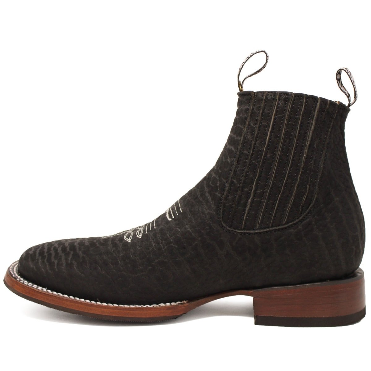 Botines de Cuello de Toro Punta Cuadrada Color Negro - A & A Boots