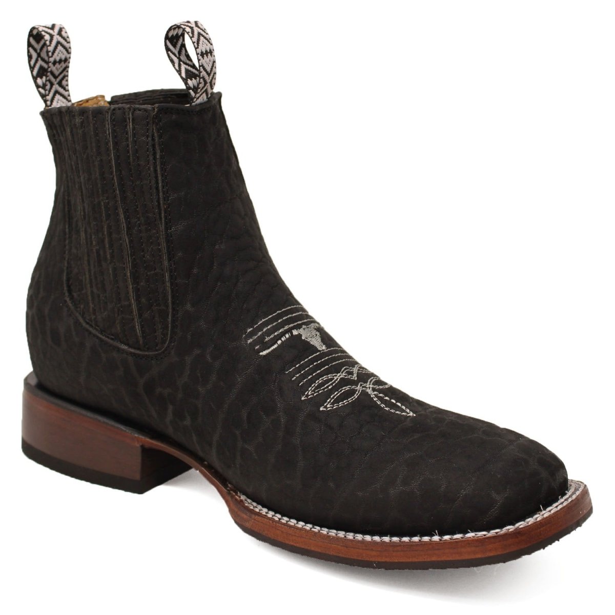 Botines de Cuello de Toro Punta Cuadrada Color Negro - A & A Boots