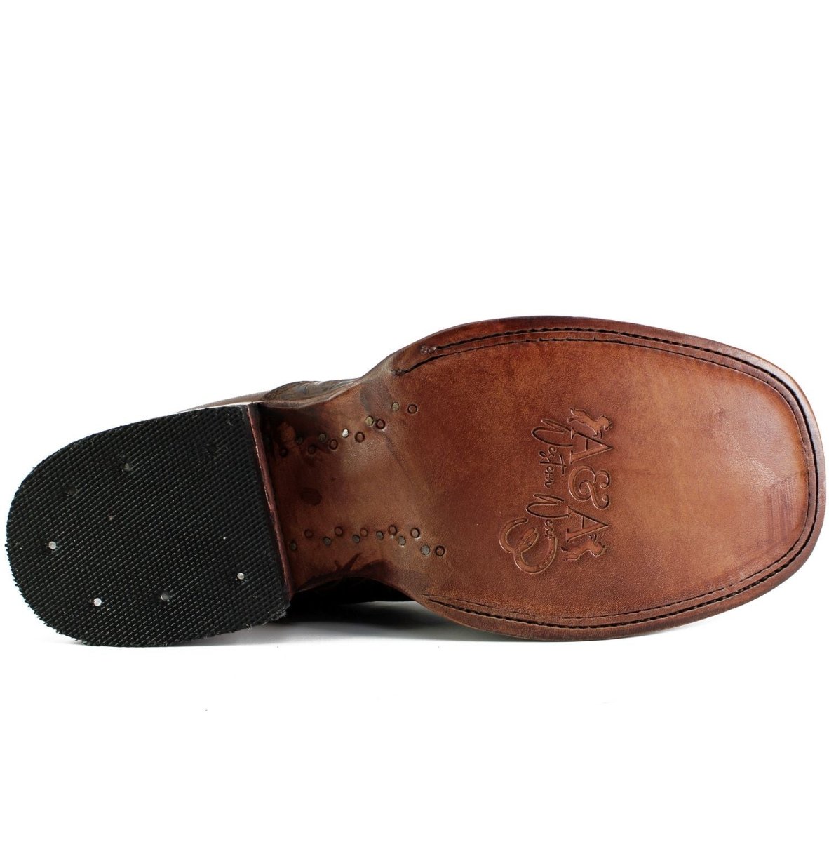 Botines de Cuero Cincelado Punta Cuadrada Color Cafe - A & A Boots