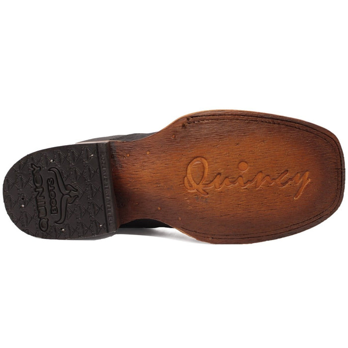 Botines de Piton Grabado Punta Cuadrada Color Negro Q82B5705 - Quincy Boots