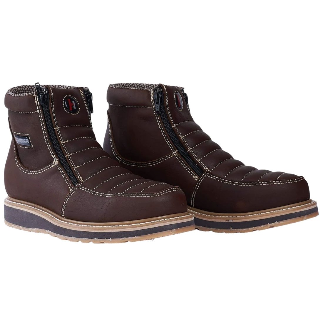 Botines de Trabajo Hammer Doble Zipper Suela Doble Densidad Color Cafe - Joe Boots