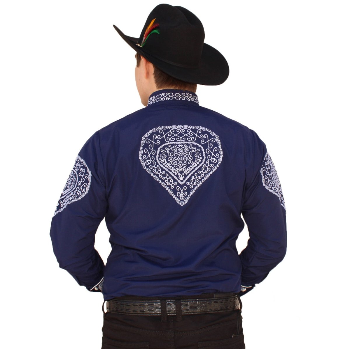 Camisa Charra Bordada Color Azul Marino AW-1009AM - American West