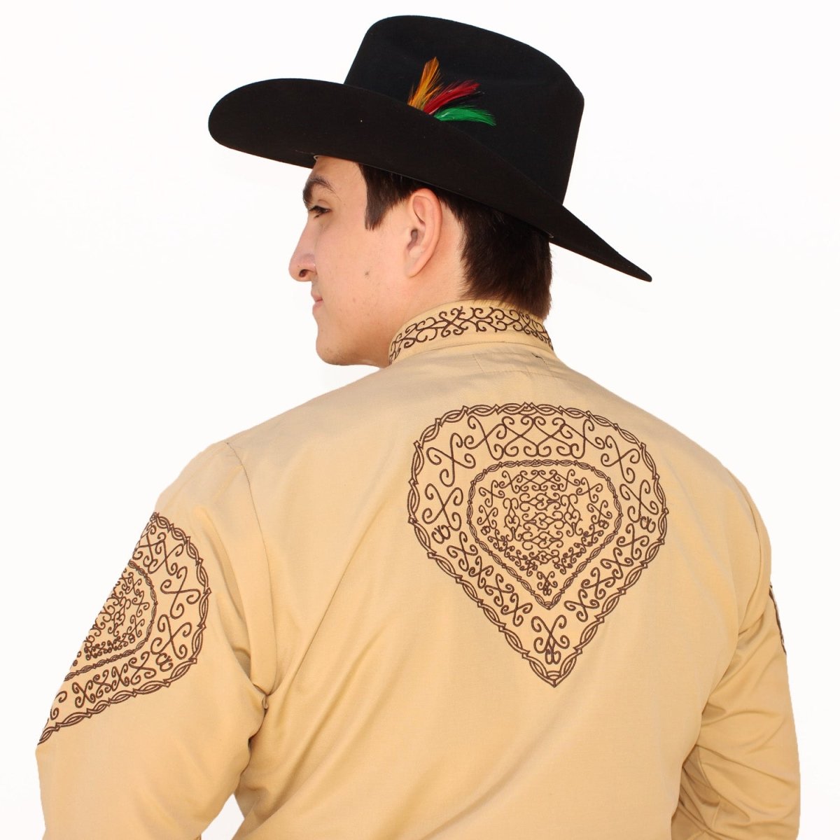 Camisa Charra Bordada Color Beige AW-1009B - American West