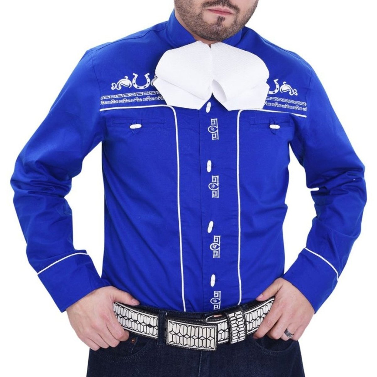 Camisa Charra Bordada para Niño Color Azul WD-938A - White Diamonds Boots