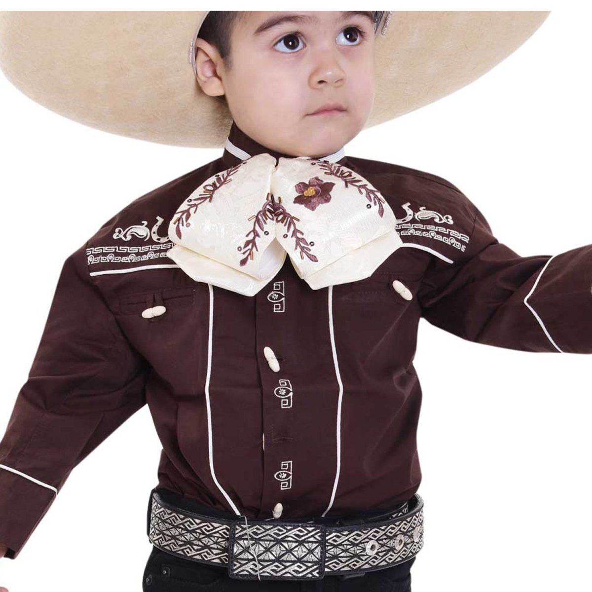Camisa Charra Bordada para Niño Color Cafe WD-940 - White Diamonds Boots