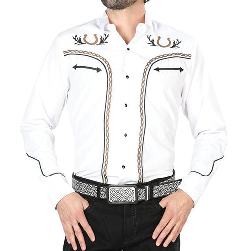 Camisa Vaquera Bordada El Señor de los Cielos Color Blanco GEN-43296 - El General